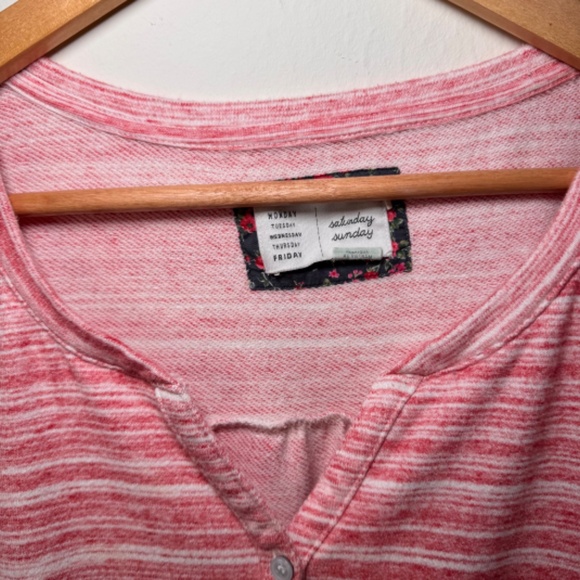 Anthropologie Saturday Sunday Poppy Space Dye Dress Red SM Henley Casual - Picture 4 of 5